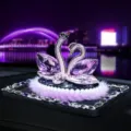 Crystal swan car ornament with purple crystals and luxury feather base for auto interior decor - Style 2 Purple Crystal Swan with Rhinestone Mat