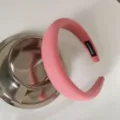 Serre-tête large rembourré en éponge de couleur rose bonbon avec étiquette faite main - Rouge