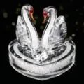 Crystal twin swan heart figurine sparkling car ornament and luxury home desktop decor piece - White