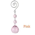 Decorative pink K9 faceted crystal ball pendant with metal spiral hook for lighting - Pink