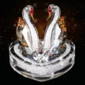 Cristallo doppio cigno cuore statuetta auto ornamento scintillante decorazione regalo - Champagne