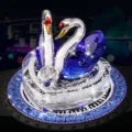 Ornamento Auto Cigno di Cristallo Strass Cuore Porta Profumo Decorazione Interni - Cigno Blu Con Tappetino Antiscivolo