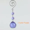 Purple K9 faceted crystal prism ball suncatcher pendant with spiral silver metal hook - Crystal Purple