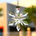 Élégant pendentif de voiture flocon de neige en cristal avec réfraction de la lumière - Transparent