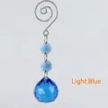 Light blue K9 crystal hanging ornament with faceted sphere and spiral metal hook for lighting - Light Blue