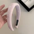 Cerchietto in spugna rosa ricamato con fiocco, stile vintage per volume dei capelli - Cerchietto / Rosa