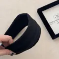 Serre-tête large en velours noir pour coiffure haute, accessoire cheveux d'hiver doux - Noir