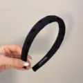 Serre-tête rembourré noir élégant avec motifs de nœuds en velours pour femmes accessoire - Version Étroite / Nœud Noir