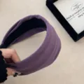 Serre-tête large en velours tricoté violet doux de qualité pour l'automne et l'hiver - Violet