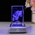 3D-lasergraviertes Waage-Sternzeichen-Kristall-Ornament mit blauem LED-Lichtsockel - Waage Kristallwürfel + Quadratischer Sockel / Transparent