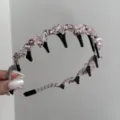 Elegant lavender satin pleated headband with sparkling rhinestones and hair clips - Wave Rhinestone Style / Pink