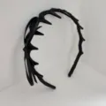Unique gothic black thorny headband wrapped in satin ribbon for a sweet and cool look - Black Bow Pleated Headband (23#) / Black