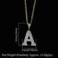 Collar de cadena cubana dorada con un colgante de letra A helado con piedras CZ - Letra A / Dorado