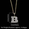 Collar de hip hop bañado en oro con colgante de letra B con circonitas cúbicas - Letra B / Dorado