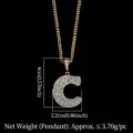 Colgante letra C de oro con circonitas en cadena de eslabones cubanos hip hop - Letra C / Dorado