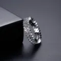 Elegant double row baguette zircon ring with silver finish in professional studio setting - Size 7 / Silver (Clear Zirconia)