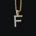 Colgante letra F dorado con circonitas brillantes estilo hip hop para hombres - Letra F (N20080601-18k-F)