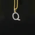 Collar de cadena de cuerda dorada hip hop con colgante de letra Q de circonita - Letra Q (N20080601-18k-Q)