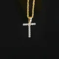 Colgante de cruz de circonita cúbica con cadena de cuerda dorada para hombre - Letra T (N20080601-18k-T)