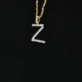 Collar con colgante de letra Z de circonita cúbica con cadena dorada estilo hip hop - Letra Z (N20080601-18k-Z)