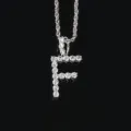 Collar con colgante de letra F en circonitas plateadas para un estilo de moda hip hop - Letra F (N20080601-Rh-F)