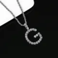 Collar de hip-hop con colgante de letra G plateado y circonitas brillantes lujo - Letra G (N20080601-Rh-G)