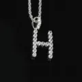 Collar de estilo hip-hop con colgante de letra H plateada y circonitas claras - Letra H (N20080601-Rh-H)