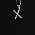 Collar con colgante de letra X de circonita brillante con cadena de cuerda hip hop - Estilo Letra X(N20080601-Rh-X)