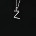 Collar hip-hop plateado con colgante de letra 'Z' incrustado de circonitas brillantes - Letra Z (N20080601-Rh-Z)