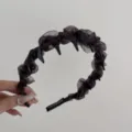 Elegant leopard print ruffled headband with teeth for women sweet hair styling accessory - Wavy Style (55#) / Brown Leopard