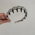 Elegant silver satin pleated headband featuring a unique black claw comb design - Wavy Headband(62#) / Gray