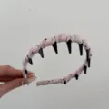 Elegant light pink pleated satin headband with black comb teeth for sweet hair styling accessories - Polka Dot Headband(66#) / Pink Polka Dot