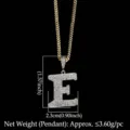 Collar hip hop con colgante letra E de circonitas y cadena cubana dorada para hombre - Letra E / Dorado