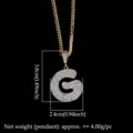 Colgante letra G de circonitas con cadena cubana dorada para hombre - Letra G / Dorado