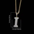 Collar con colgante de letra 'I' hip hop con circonitas y cadena cubana dorada - Letra I / Dorado