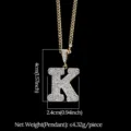 Collar de cadena cubana de oro hip hop para hombre con colgante letra K de circón - Letra K / Dorado