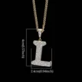 Collar con colgante letra L de circonita cúbica con cadena cubana de hip hop dorada - Letra L / Dorado