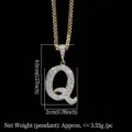 Collar hip hop con colgante letra Q con circonitas pavé y cadena cubana dorada para hombre - Letra Q / Dorado