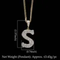 Colgante letra S de circonita microincrustada estilo hip hop con una cadena dorada - Letra S / Dorado