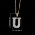 Collar con colgante letra U hip hop con circonita micro-pave y cadena cubana dorada - Letra U / Dorado