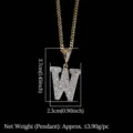 Collar con colgante de letra W con circonita cúbica para hombre, joyería hip hop oro. - Letra W / Dorado