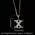 Collar con colgante de letra X dorada con circonitas cúbicas brillantes para hombre - Letra X / Dorado