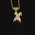 Hip hop ketting met kroon letter X hanger ingelegd met luxe fonkelende zirkonia's - Letter X Stijl (N21030201-X) / Goud