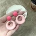 Elegant French vintage geometric circular drop earrings in soft pink resin finish - French Vintage Geometric (Pink) / Pink