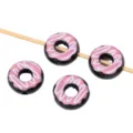 16mm pink acrylic doughnut shaped loose beads for DIY bracelets and jewelry making material - Black (Blackberry Frosting) / 1 Piece (16mm)
