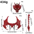 Red dragon costume set for kids including mask, wings, and tail for Halloween parties - Red