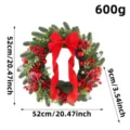 Christmas wreath with large red bow and berries, 52cm diameter for holiday decor - A-2275 Red Bow Style (SH) / 52cm