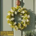 Artificial white jasmine floral wreath with green leaves for front door decor - Daisy Style (U2-30)