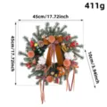 Vintage roter Weihnachtskranz Dekoration mit Ornamenten und 45cm Durchmesser Maße - K1-46 Kaffee Bär Kranz (Ohne Licht)