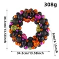 13.5-inch Halloween wreath featuring electroplated balls, pumpkins and glitter spiders decoration - Small Size